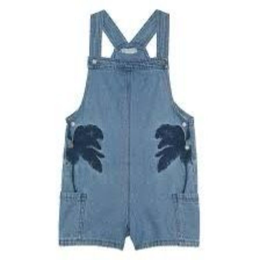 NWT Stella McCartney Kids Girl Embroidered Palms Denim Overalls  Size 8